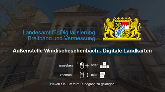 Startbildschirm zum virtuellen Rundgang des Rohbaus der Dienststelle Windischeschenbach